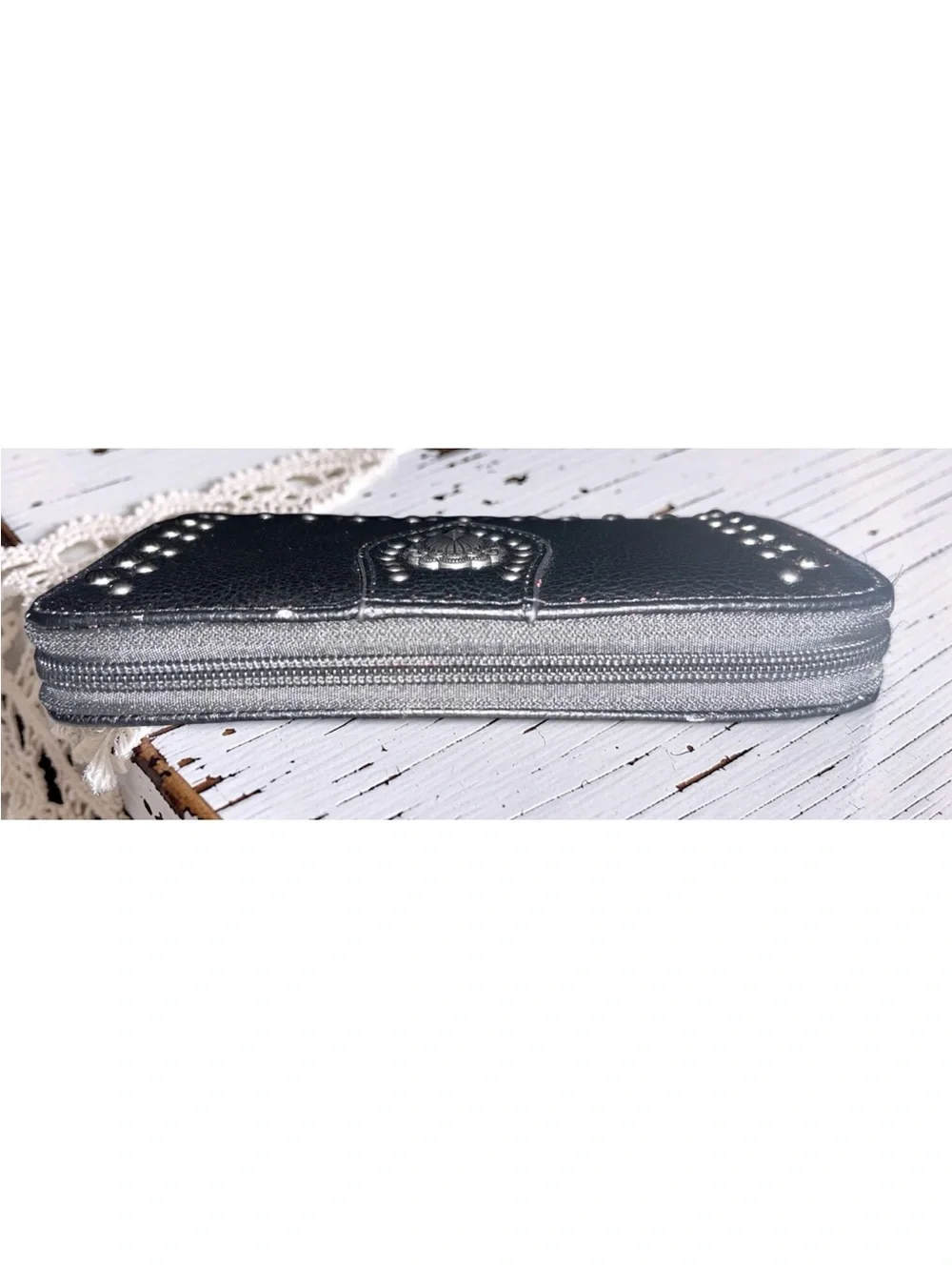 Montana West Black Studded Southwestern Western Black Leather Wallet Brand New